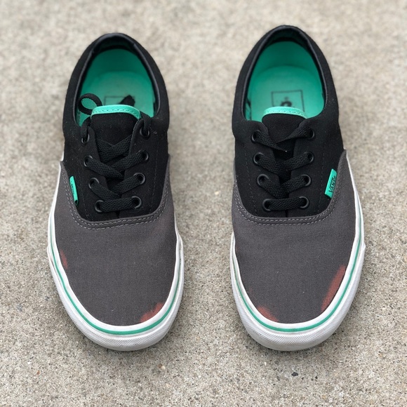 grey and aqua vans
